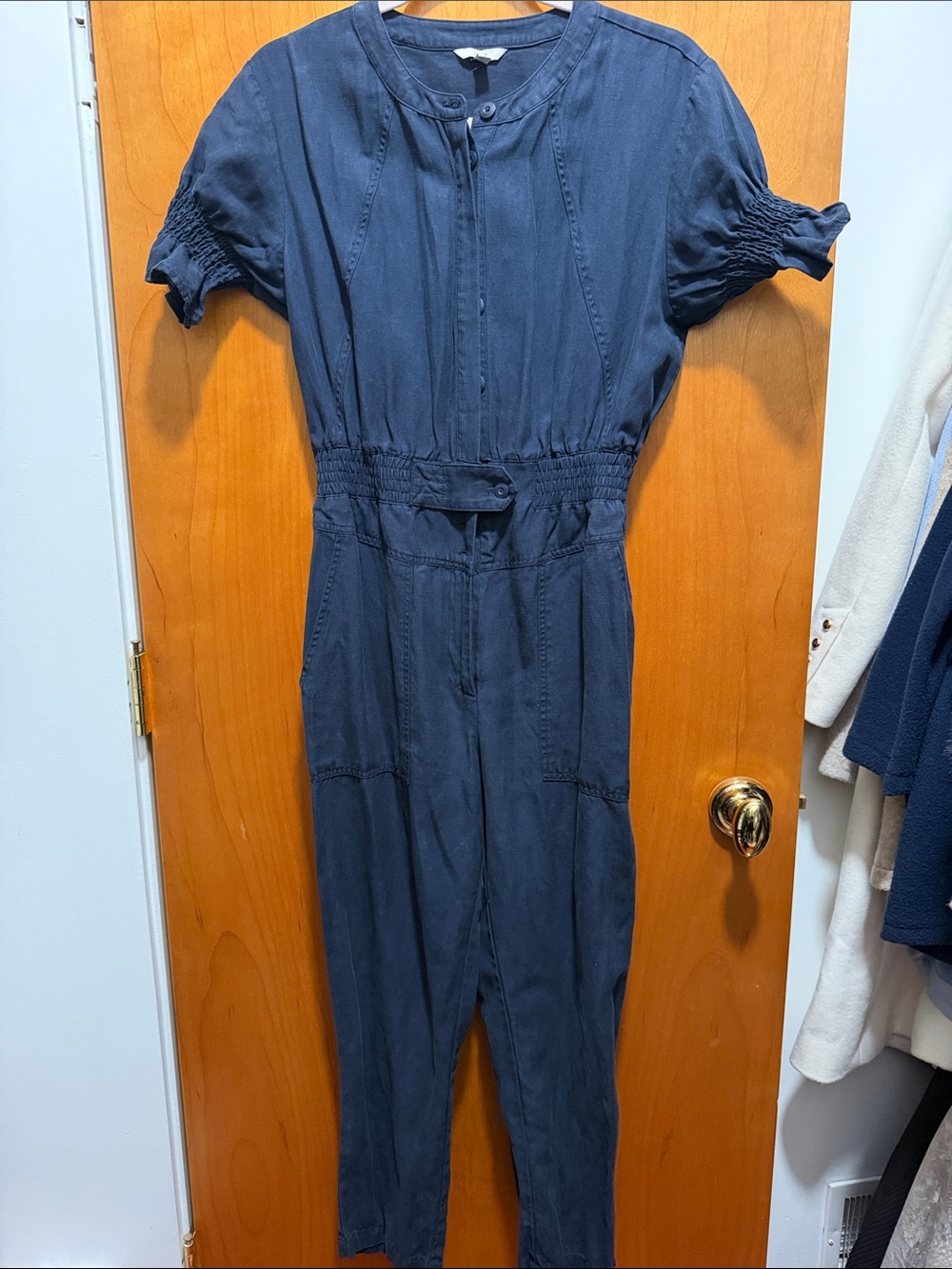 Joie Navy Blue Short Sleeve Jumpsuit